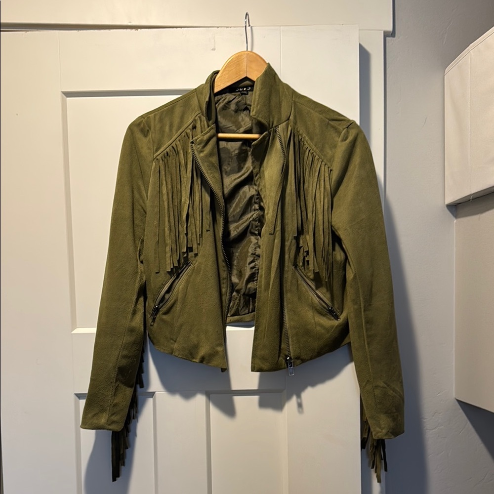 Olive Green Fringe Jacket